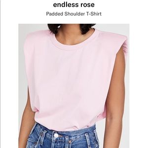Baby Pink Endless Rose Padded Shoulder T-Shirt